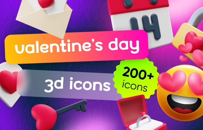 Valentine's day 3D icons FREE  - Free Figma Template