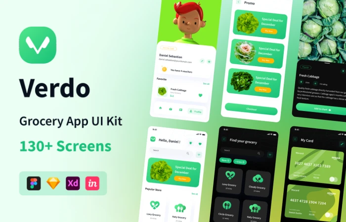 Verdo - Grocery App UI Kit  - Free Figma Template