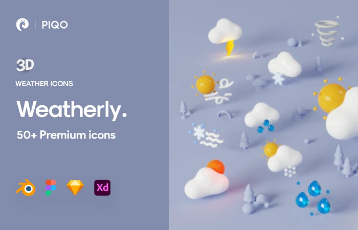 Weatherly 3D Icons - Demo version  - Free Figma Template