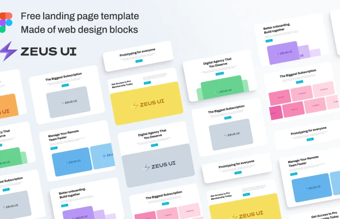 Web design templates & blocks from Zeus UI kit  - Free Figma Template