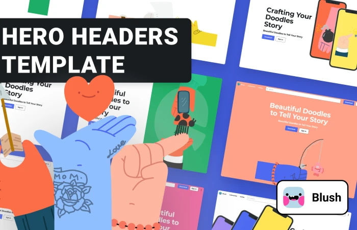 Web Template Kit with Hands Illustrations  - Free Figma Template