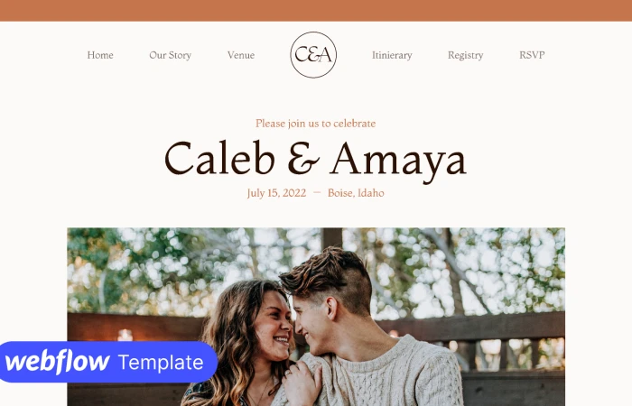 Wedding Webflow Template  - Free Figma Template