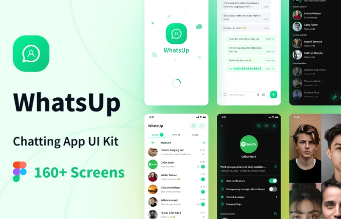 WhatsUp - Chatting & Messenger App UI Kit  - Free Figma Template