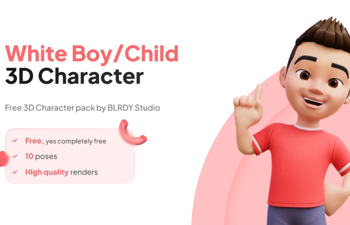 White Boy 3D Character  - Free Figma Template
