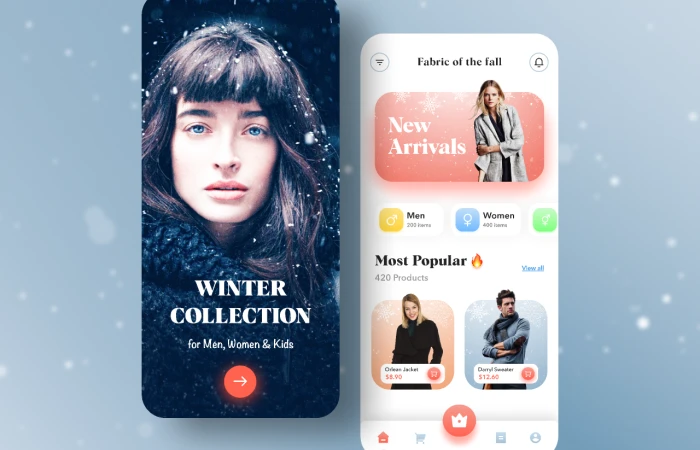 Winter Clothing Store - Mobile App Concept  - Free Figma Template