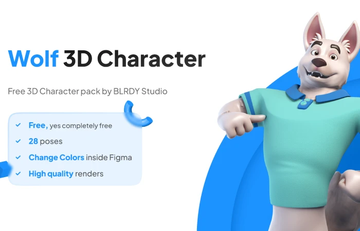 Wolf 3D Character  - Free Figma Template