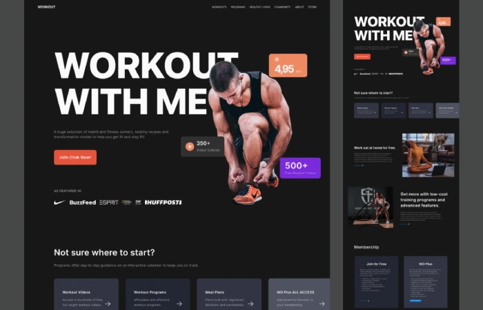 Workout & Fitness - Landing Page - Updated!  - Free Figma Template