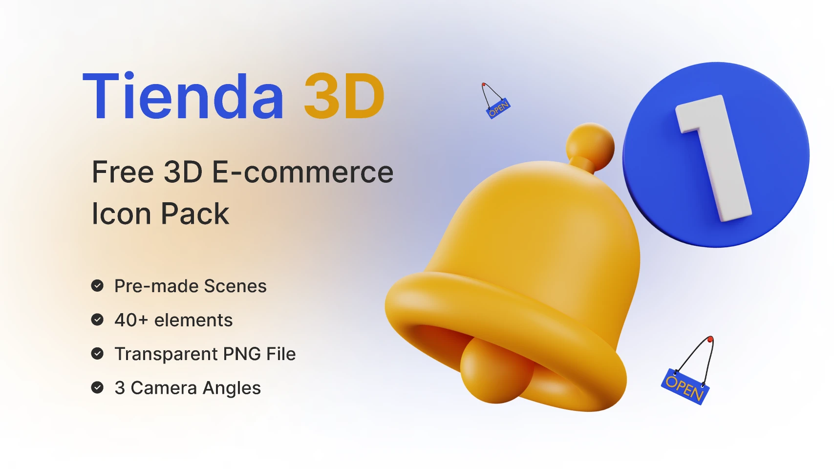 Tienda  Best Free 3D Icon Pack for E-commerce Stores for Figma and Adobe XD