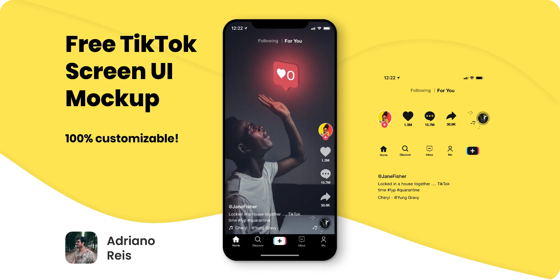 TikTok UI Mockup - Fully Customizable for Figma and Adobe XD