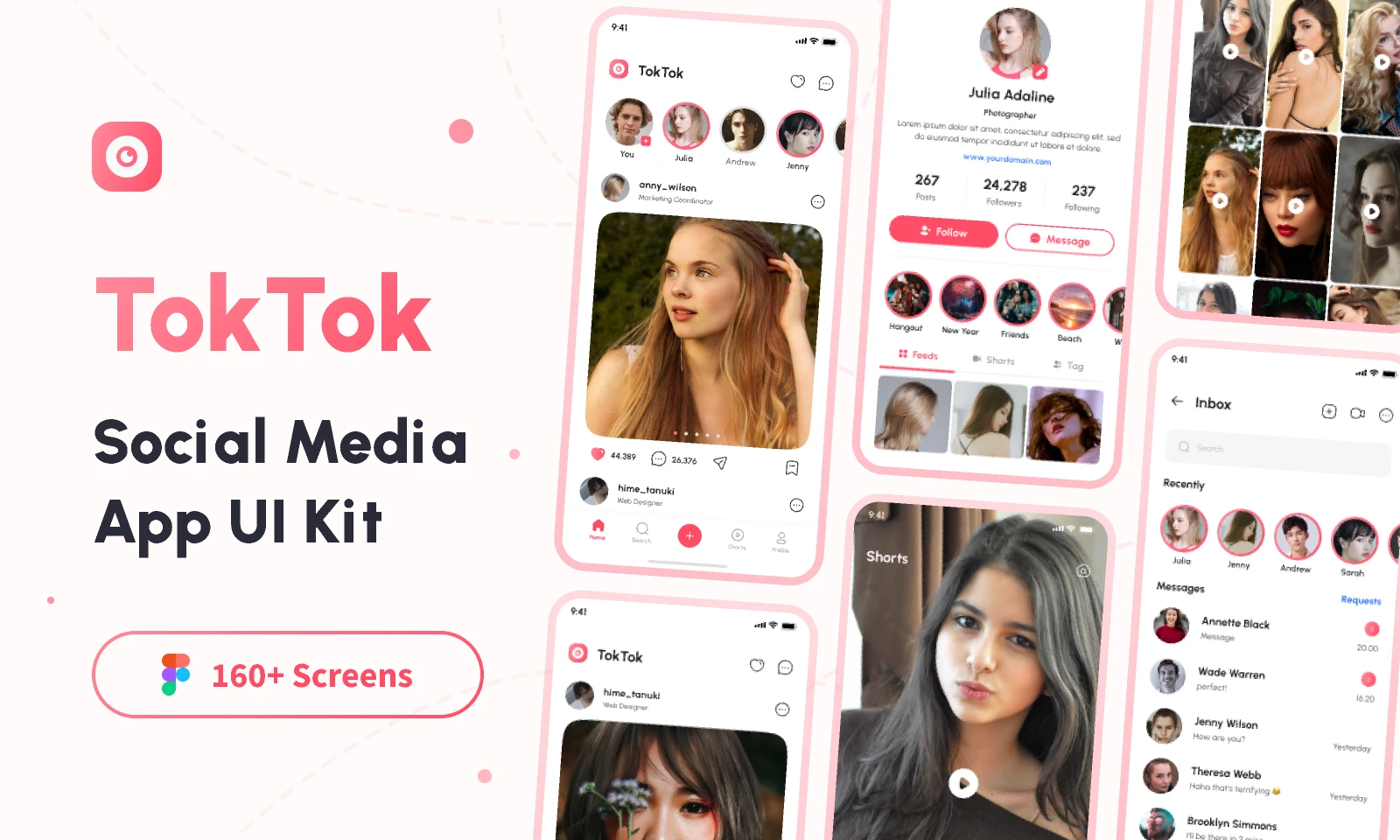 TokTok - Social Media App UI Kit for Figma and Adobe XD
