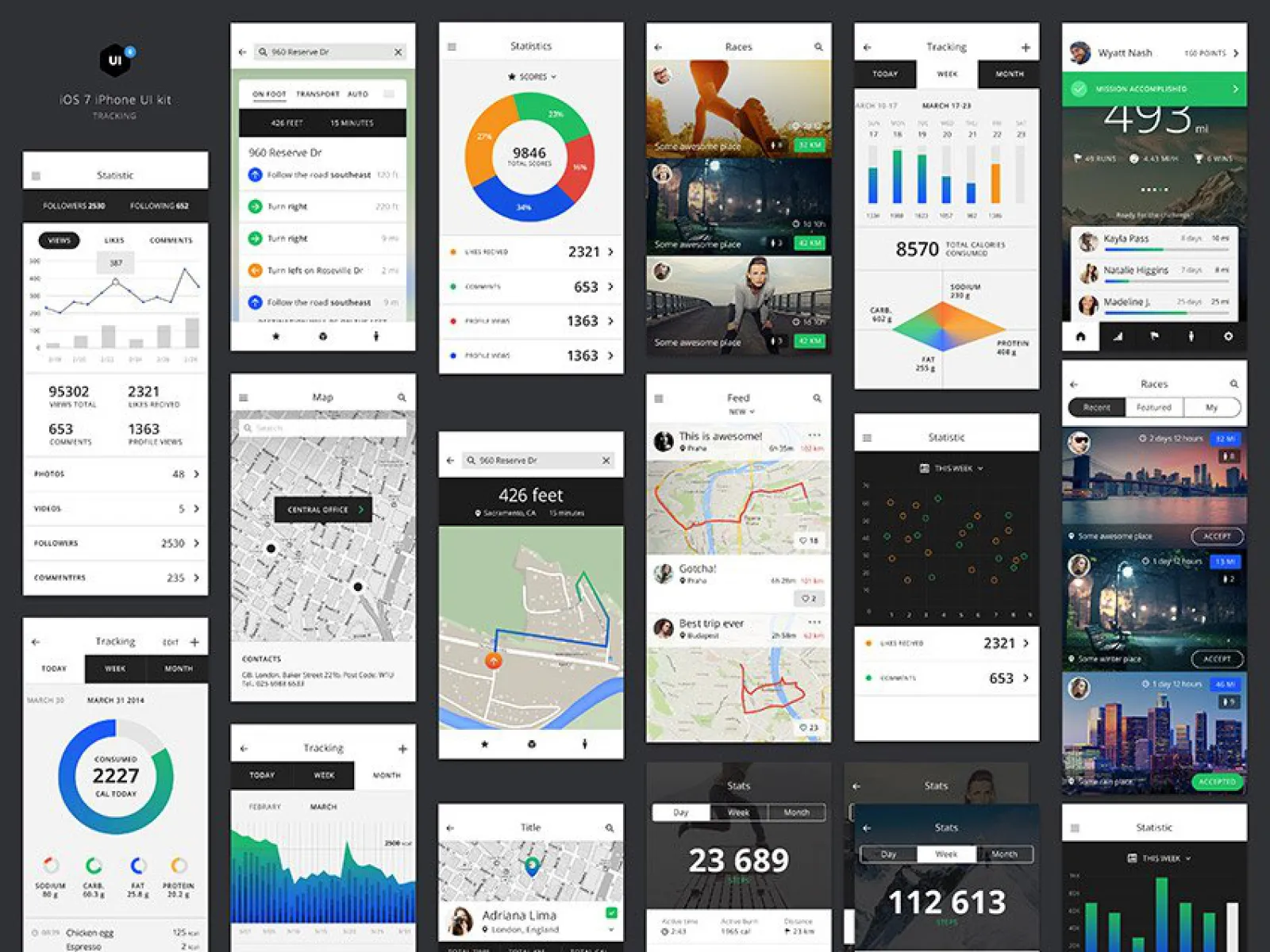 Tracking App Design UI Kit  - Free Figma Template