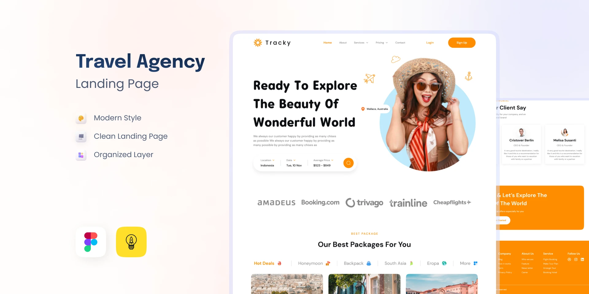 Tracky - Travel Agency Landing Page - Only $5 for Figma and Adobe XD