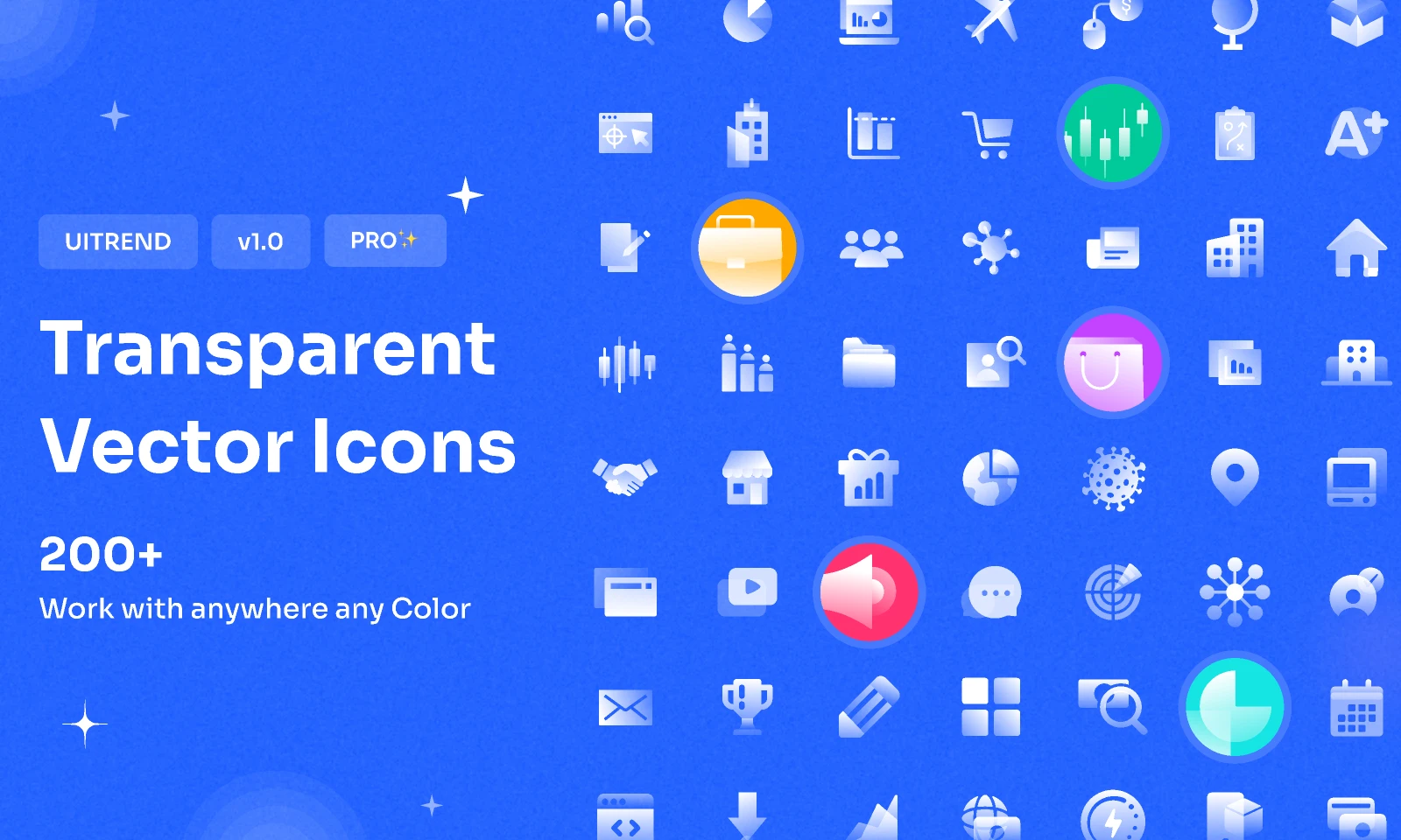 Transparent Vector Icons Pack 200+ for Figma and Adobe XD