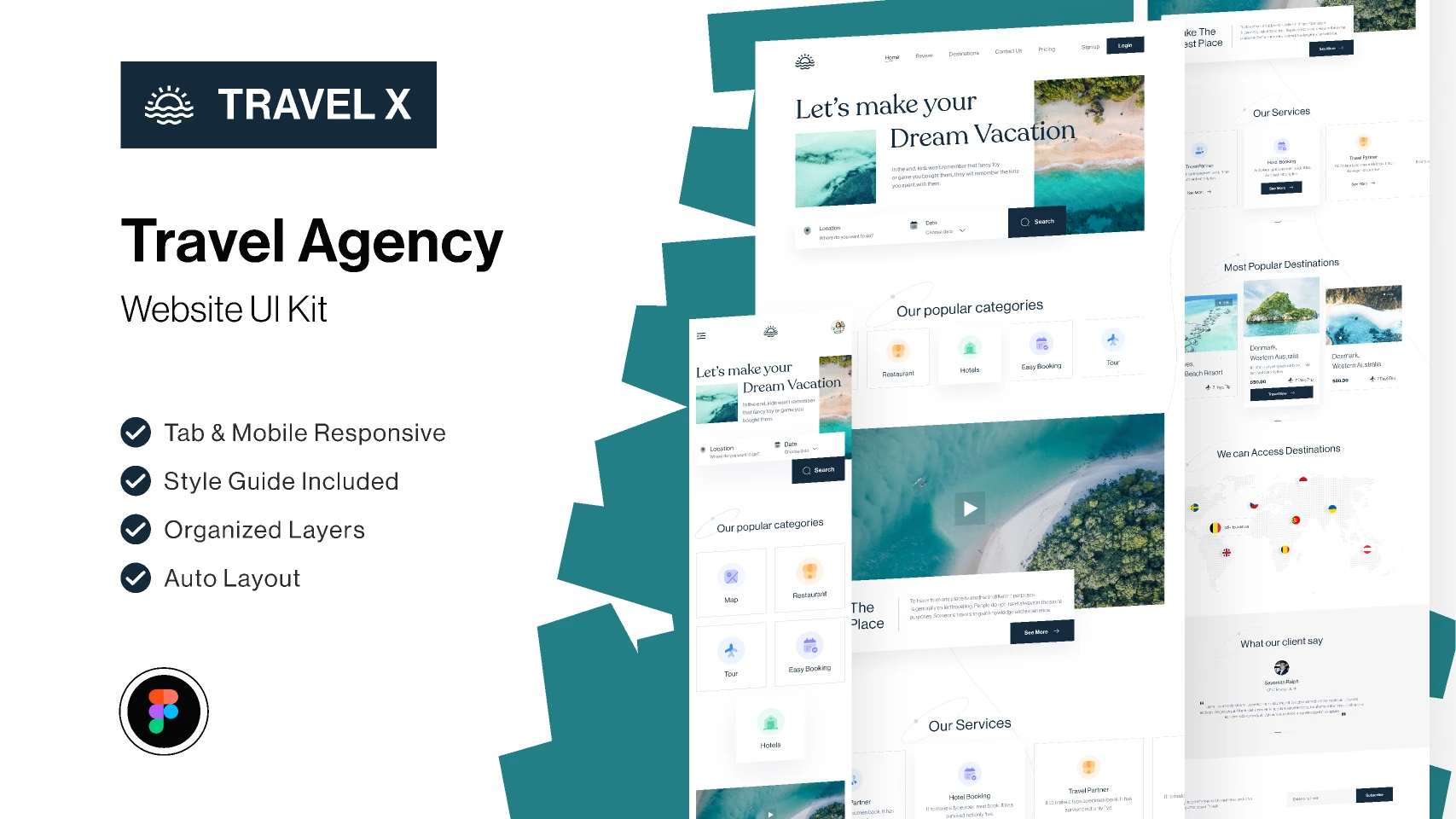 Travel Agency Website UI Kit for Figma and Adobe XD