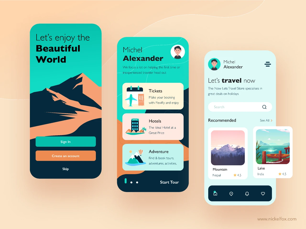 Travel app concept for Figma and Adobe XD