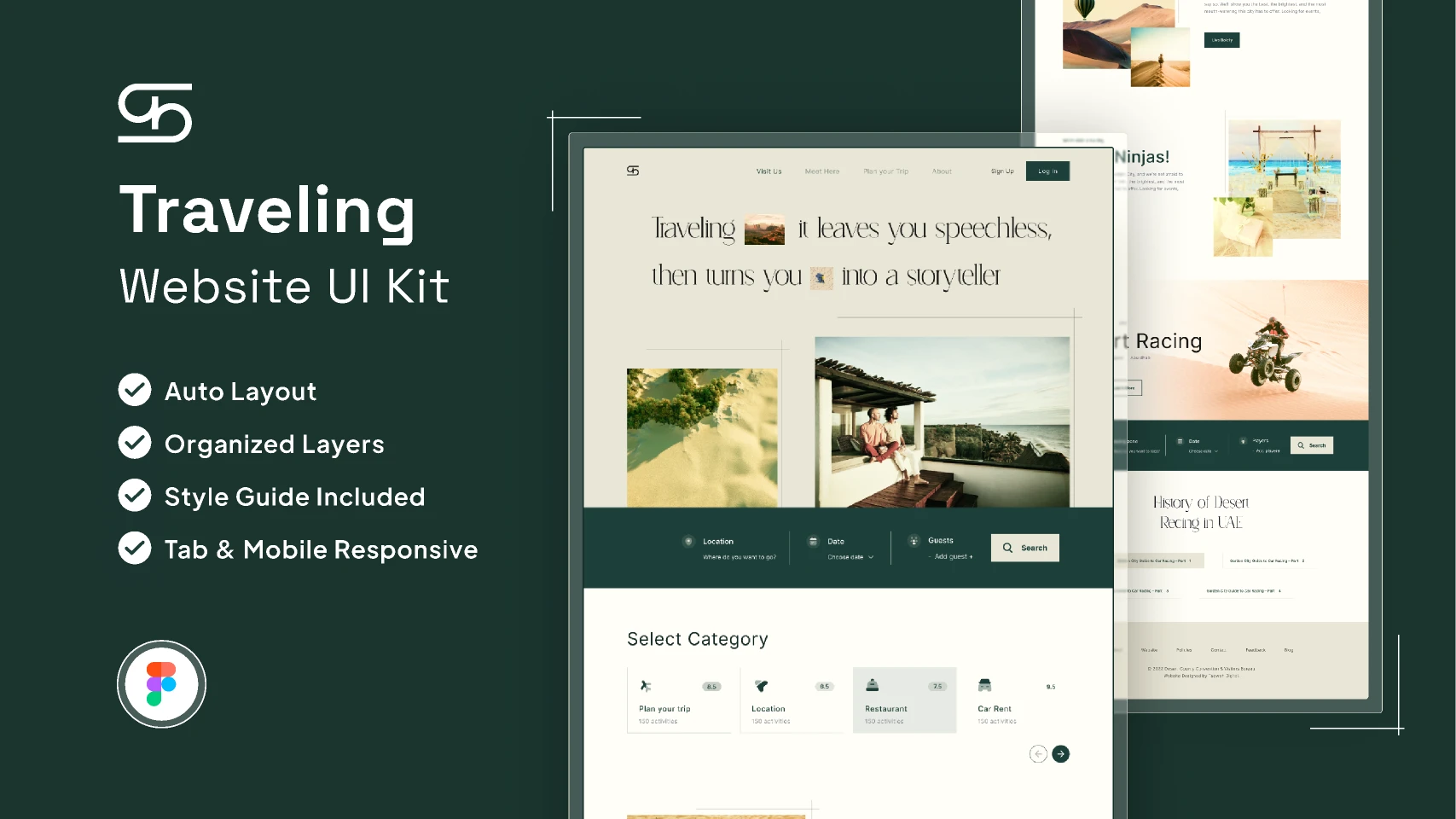 Traveling Website UI Kit for Figma and Adobe XD
