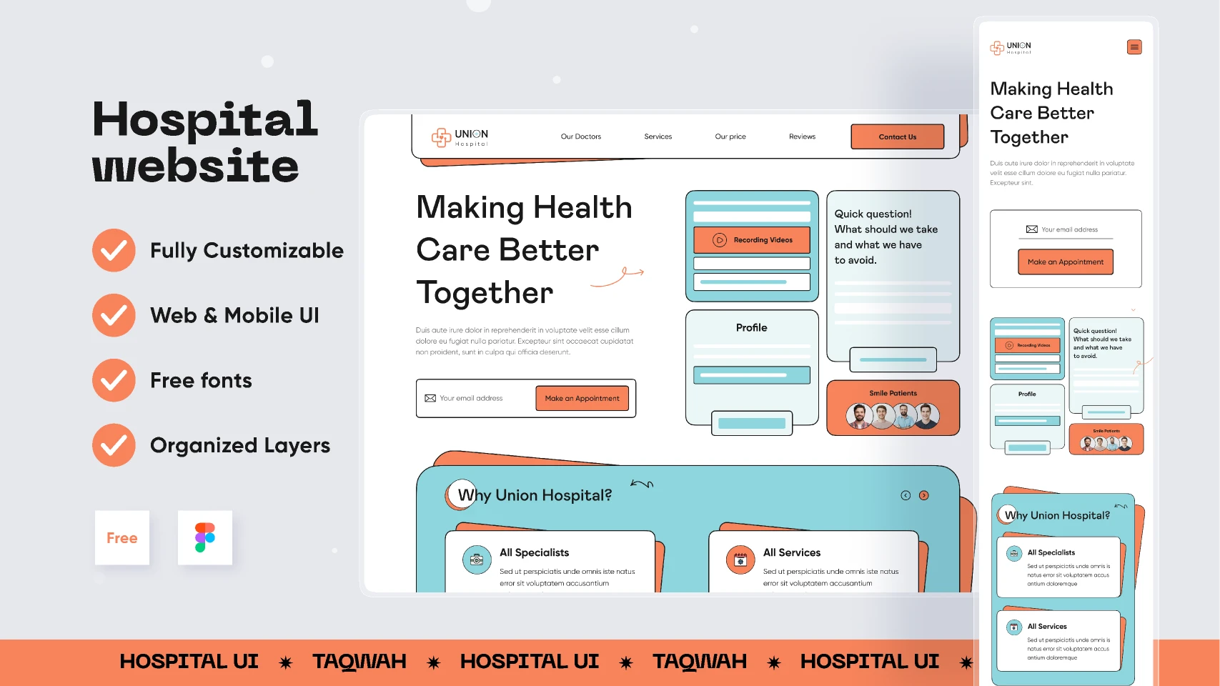 Trending Hospital & Healthcare Web Header UI UX Design for Figma and Adobe XD