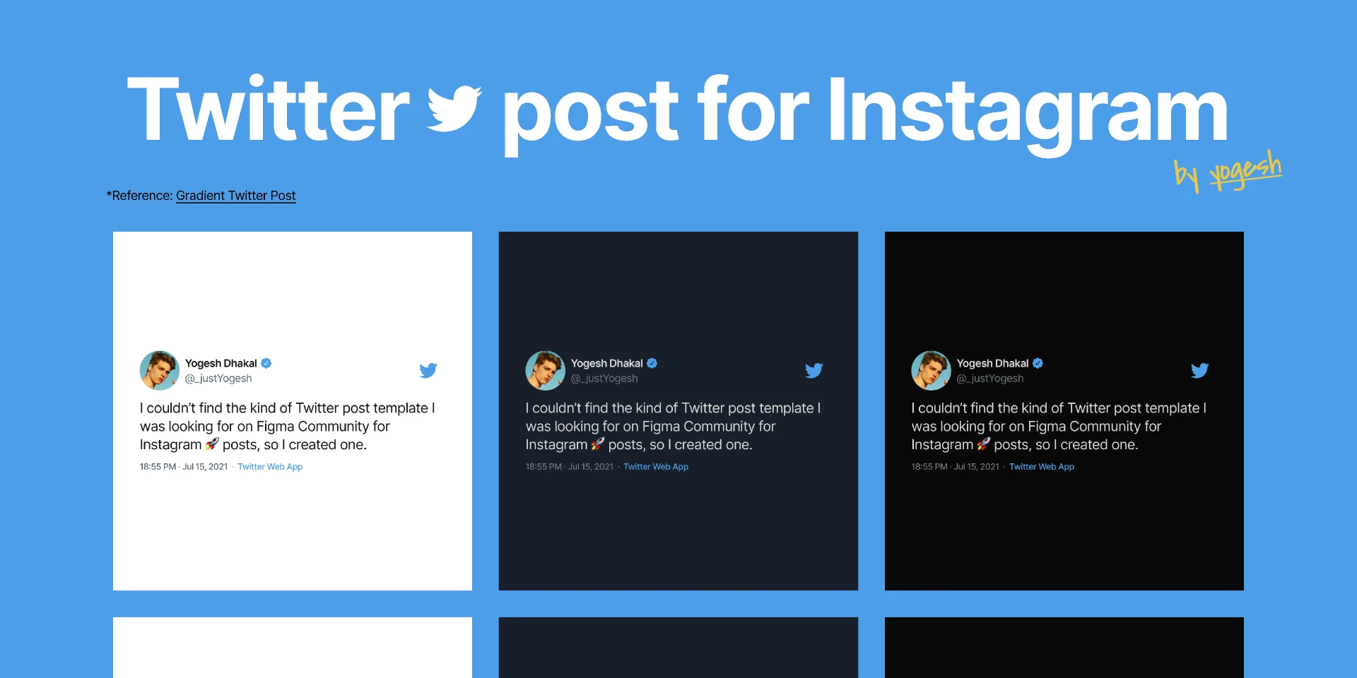 Twitter Post for Instagram for Figma and Adobe XD