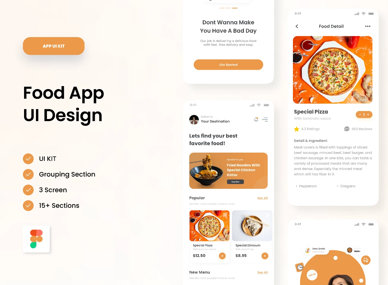 UI Kit - Food App for Figma and Adobe XD