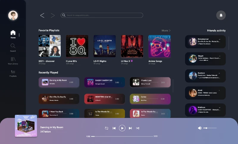 UI - Music App for Figma and Adobe XD