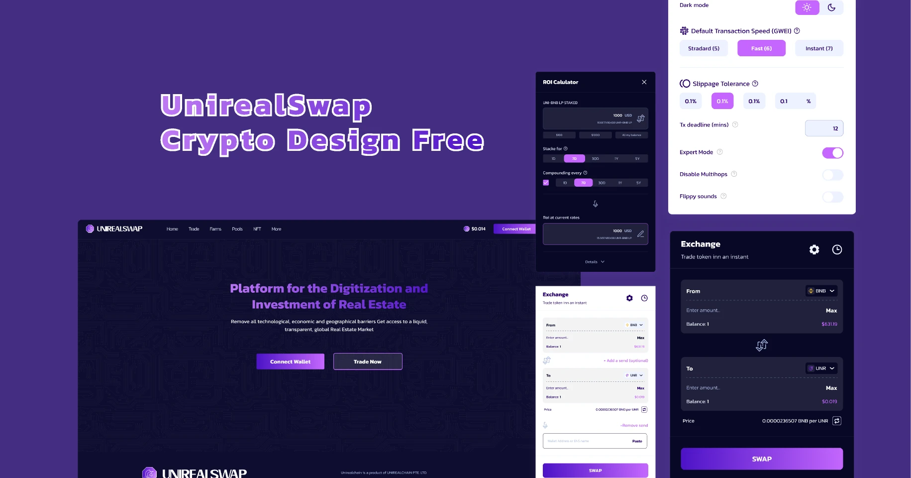 UnirealSwap Crypto Design Free for Figma and Adobe XD