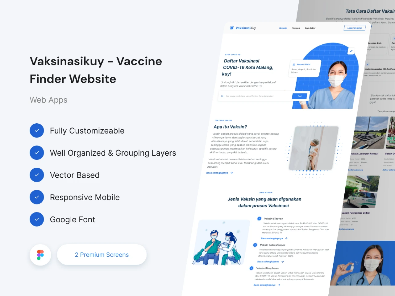 Vaksinkuy - Vaccine Finder Website for Figma and Adobe XD