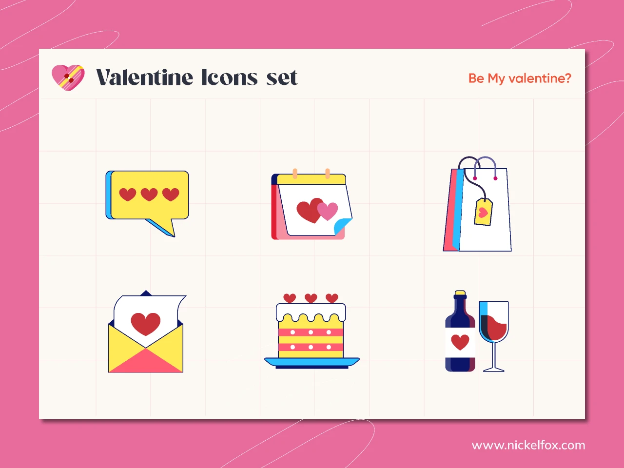 Valentine Icons set for Figma and Adobe XD