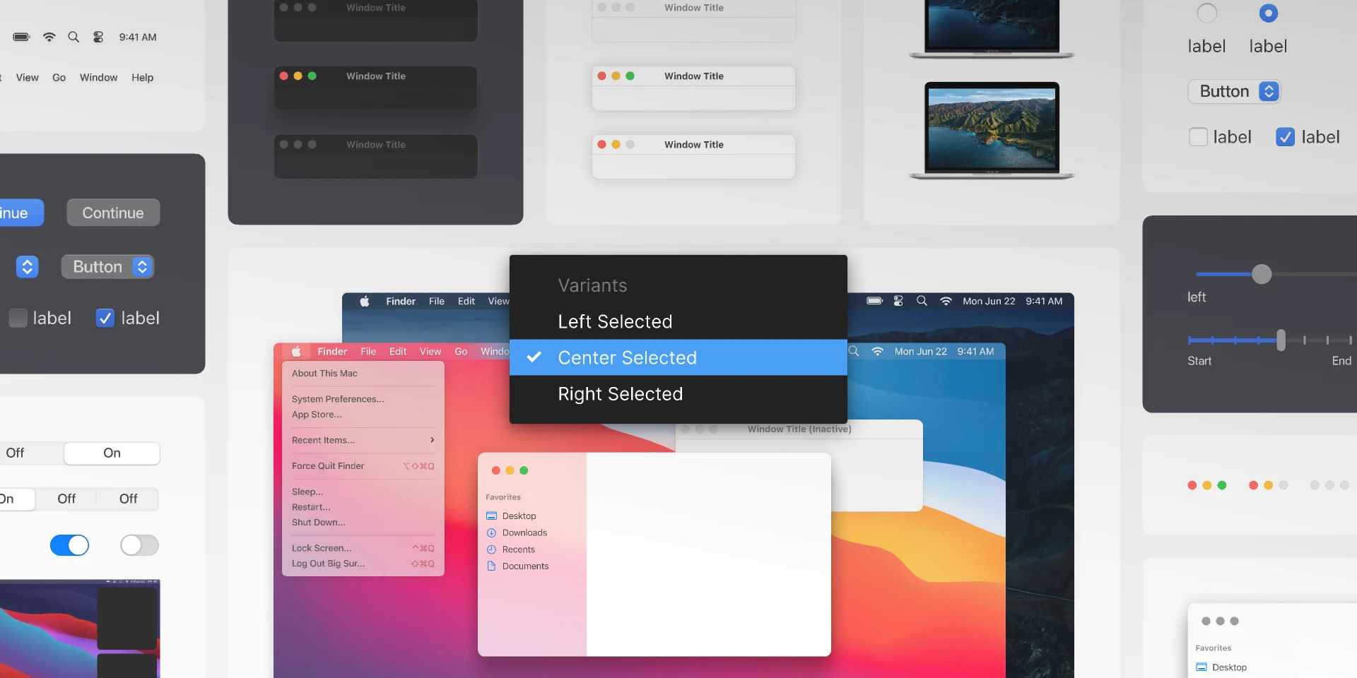 (Variants) macOS Big Sur UI Kit for Figma for Figma and Adobe XD