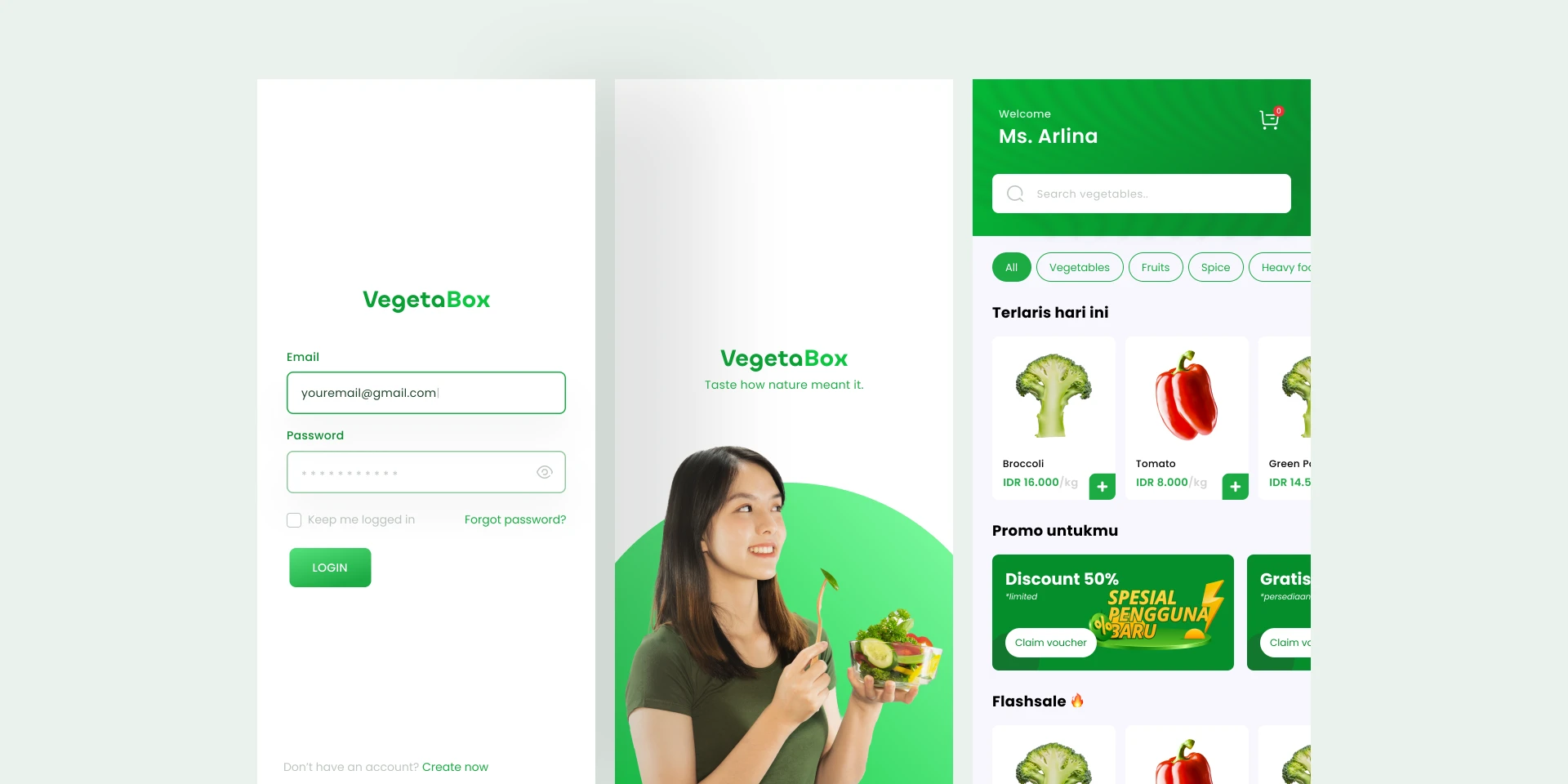 VegetaBox - Vegetables Shop & Grocery App for Figma and Adobe XD