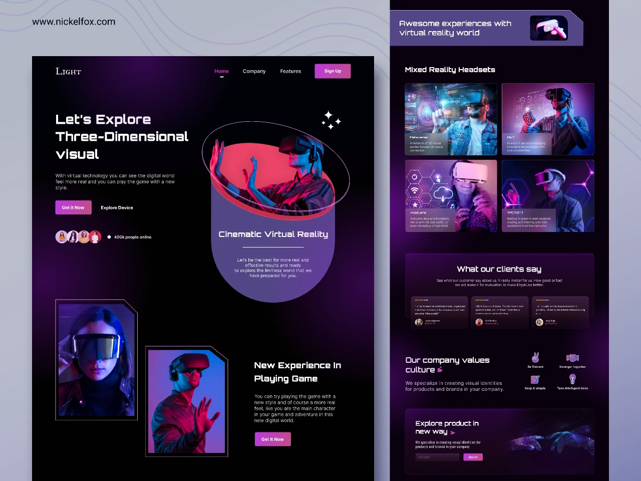 Virtual Reality Landing Page Concept for Figma and Adobe XD