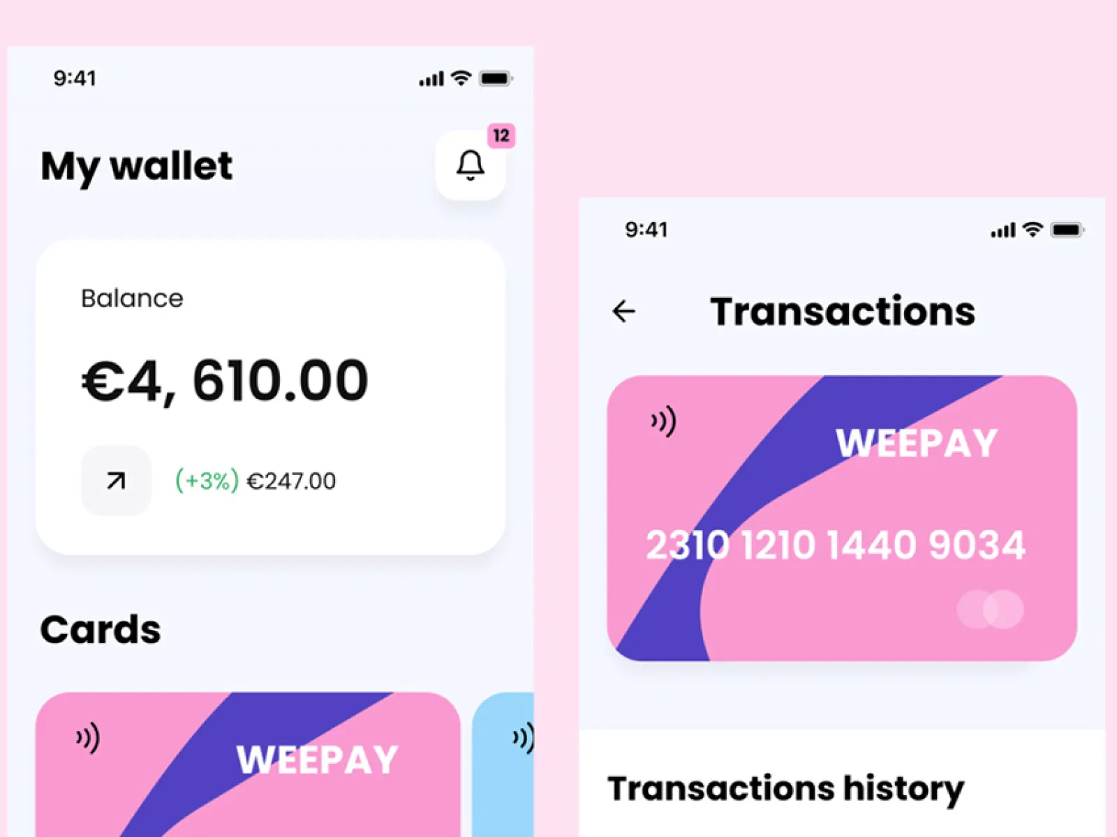 Wallet App Pink Figma Kit  - Free Figma Template