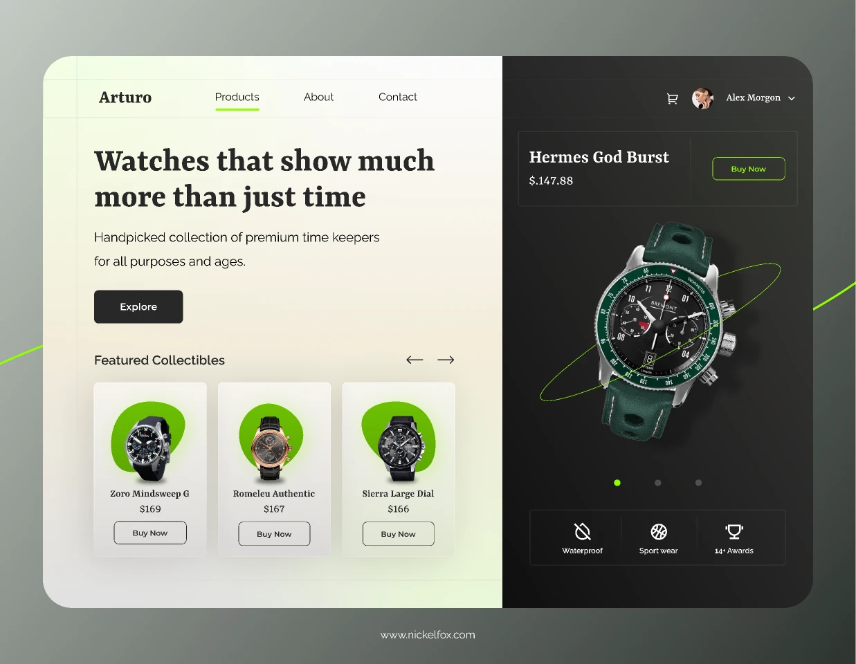 Watches Landing Screen for Figma and Adobe XD