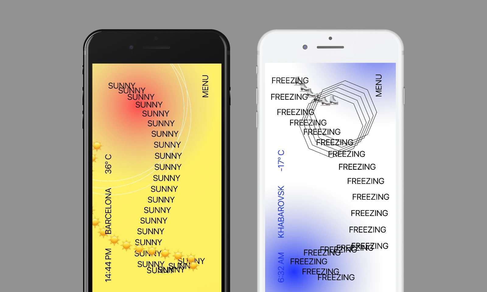 Weather glitch app for Figma and Adobe XD