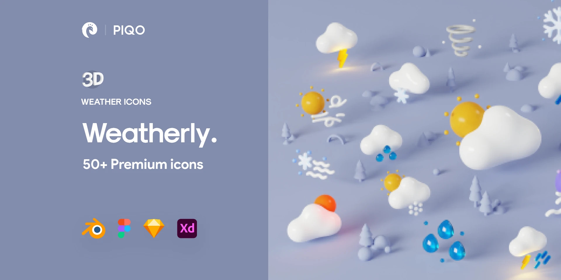 Weatherly 3D Icons - Demo version for Figma and Adobe XD