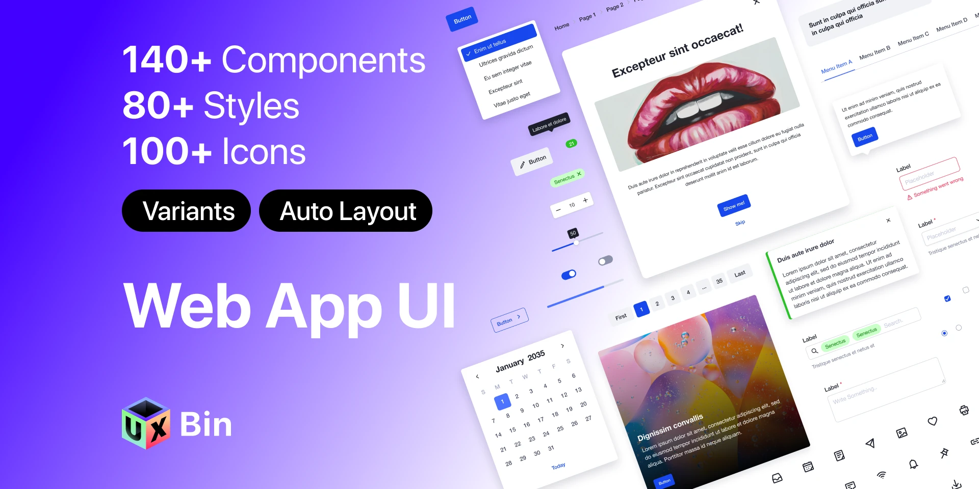 Web App UI Lite Design System for Figma and Adobe XD