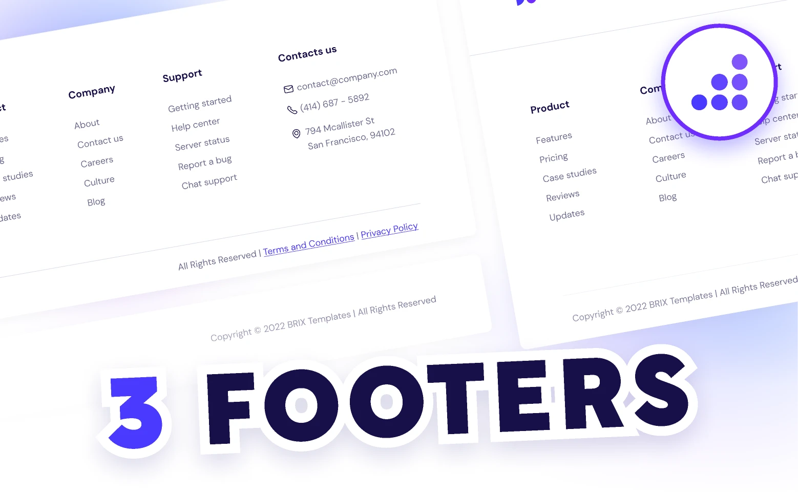 Website Footers | BRIX Templates for Figma and Adobe XD