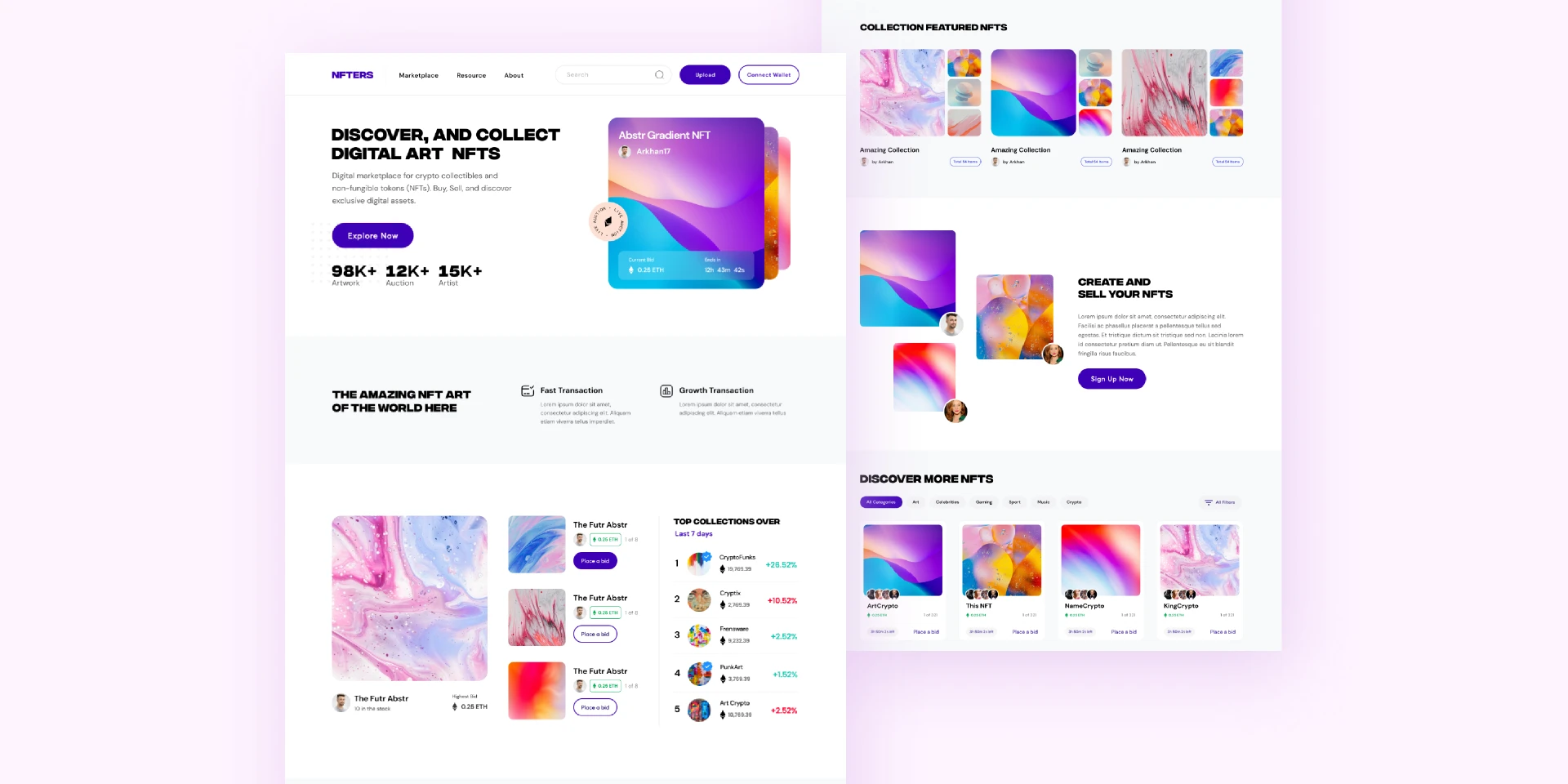 Website NFT Marketplace for Figma and Adobe XD
