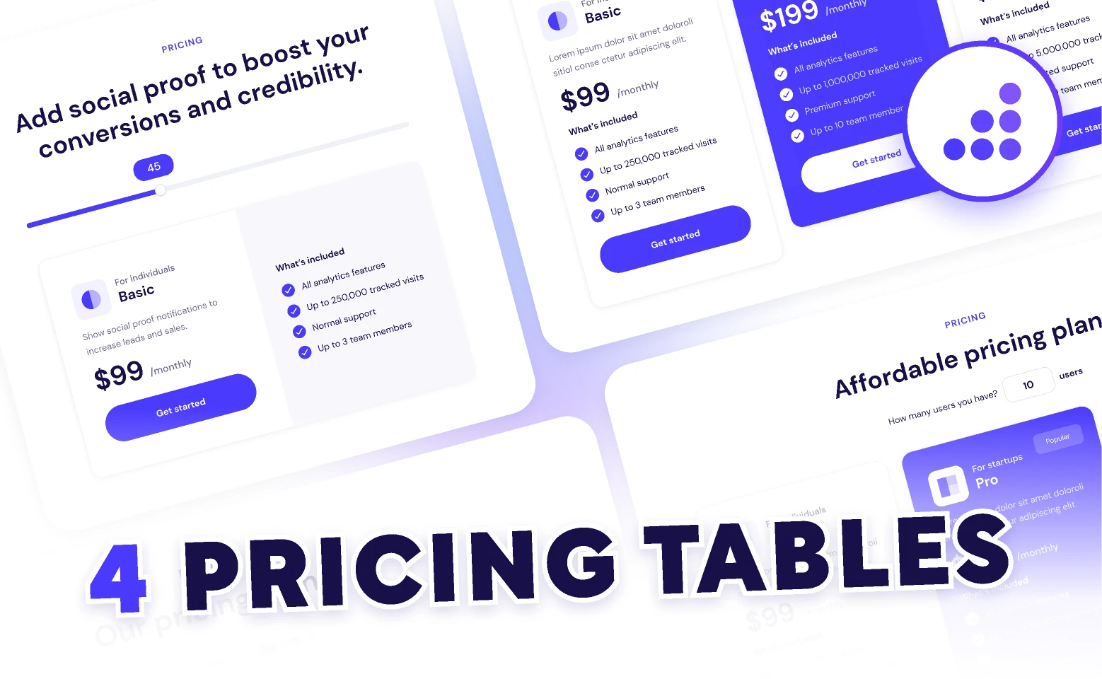 Website Pricing Tables | BRIX Templates for Figma and Adobe XD