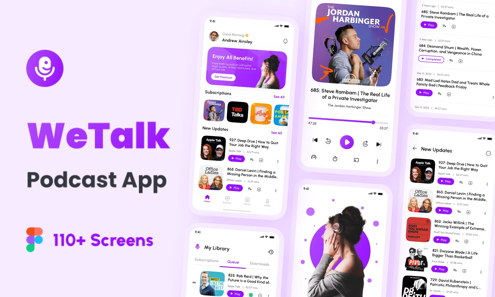 WeTalk - Podcast App UI Kit for Figma and Adobe XD
