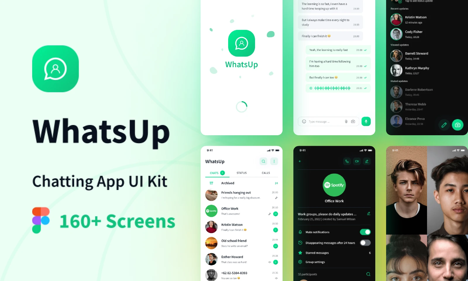 WhatsUp - Chatting & Messenger App UI Kit for Figma and Adobe XD