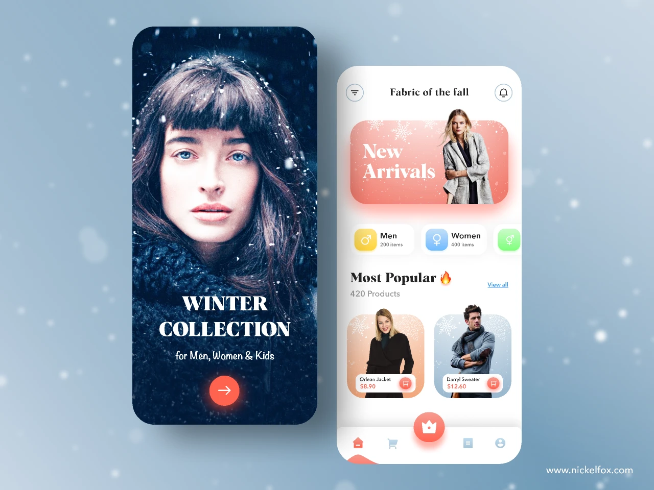 Winter Clothing Store - Mobile App Concept for Figma and Adobe XD