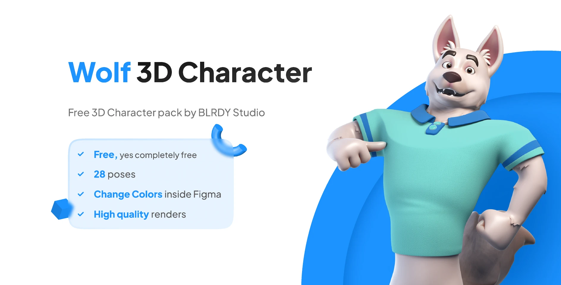 Wolf 3D Character for Figma and Adobe XD