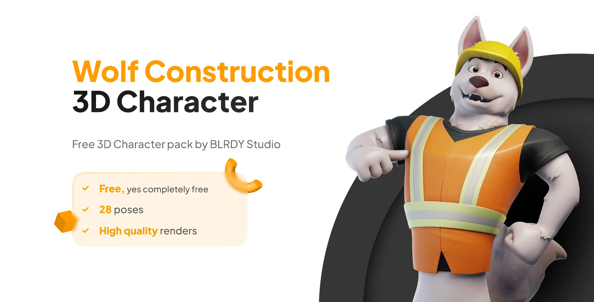 Wolf Construction 3D Character for Figma and Adobe XD