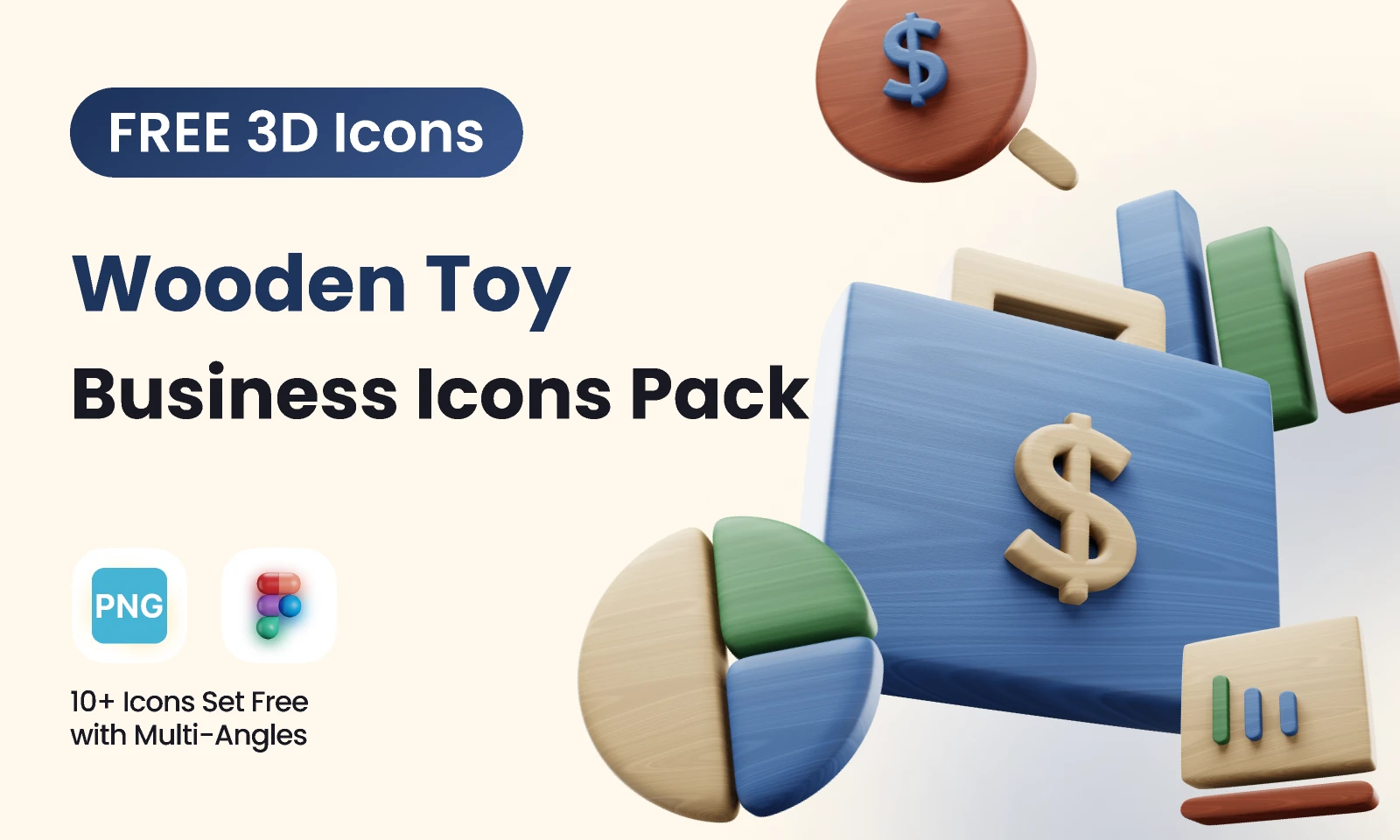 WooT 3D:- Wooden Toy Business Icon for Figma and Adobe XD