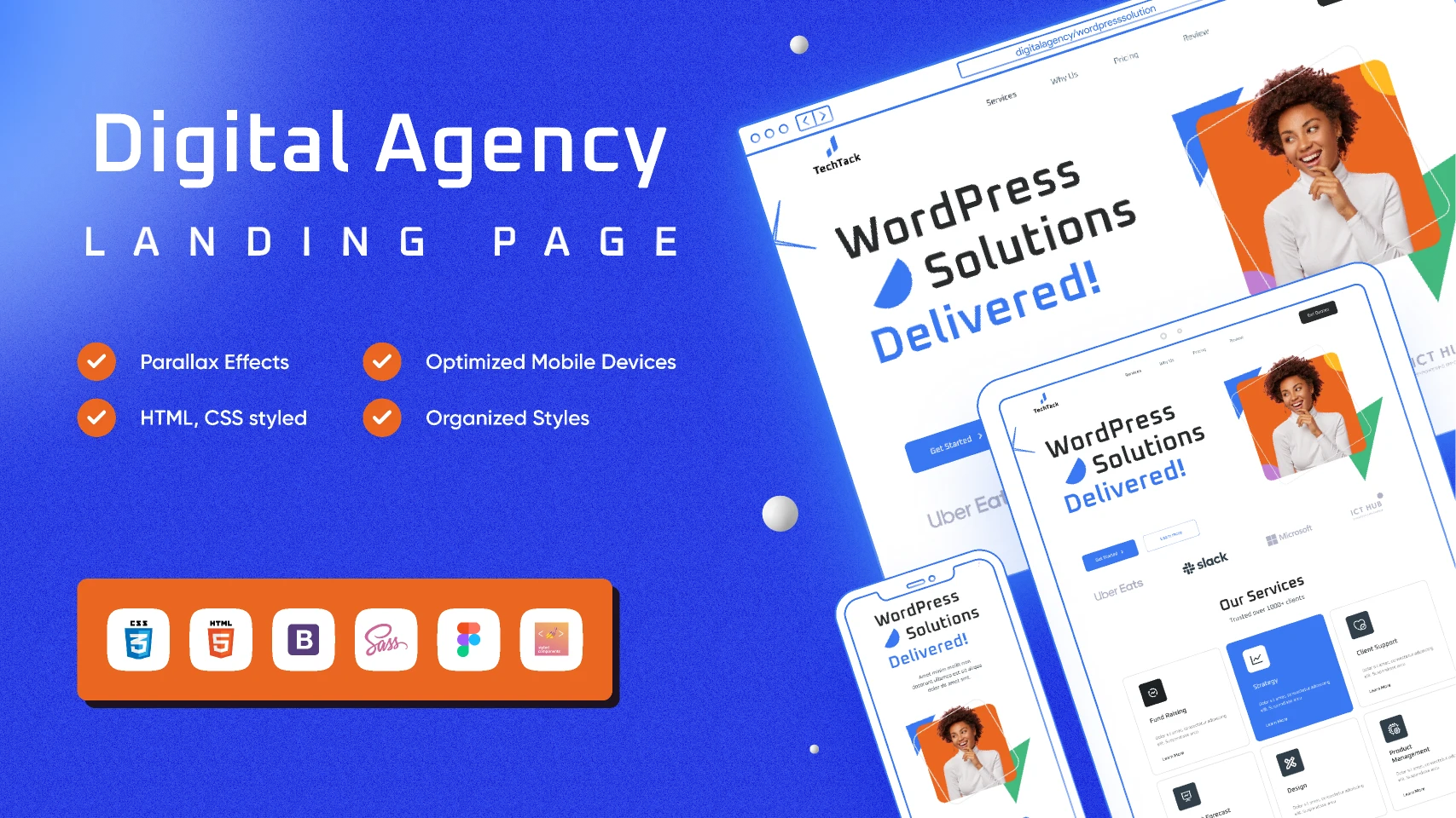 WordPress Solution Digital Agency Landing Page UI UX Design & Development for Figma and Adobe XD