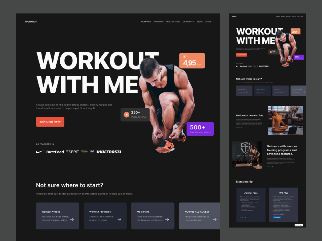 Workout & Fitness - Landing Page - Updated! for Figma and Adobe XD