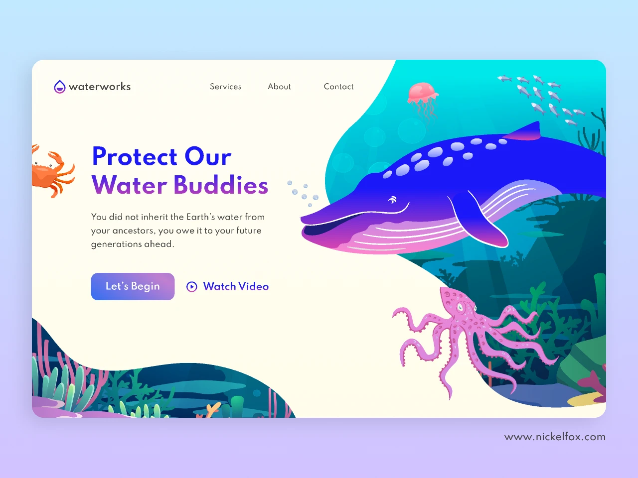 World Water Day Landing Page for Figma and Adobe XD
