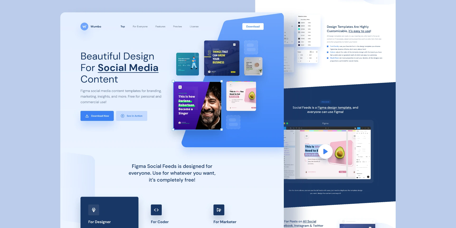 Wumbo Design Template Landing Page UI Design for Figma and Adobe XD