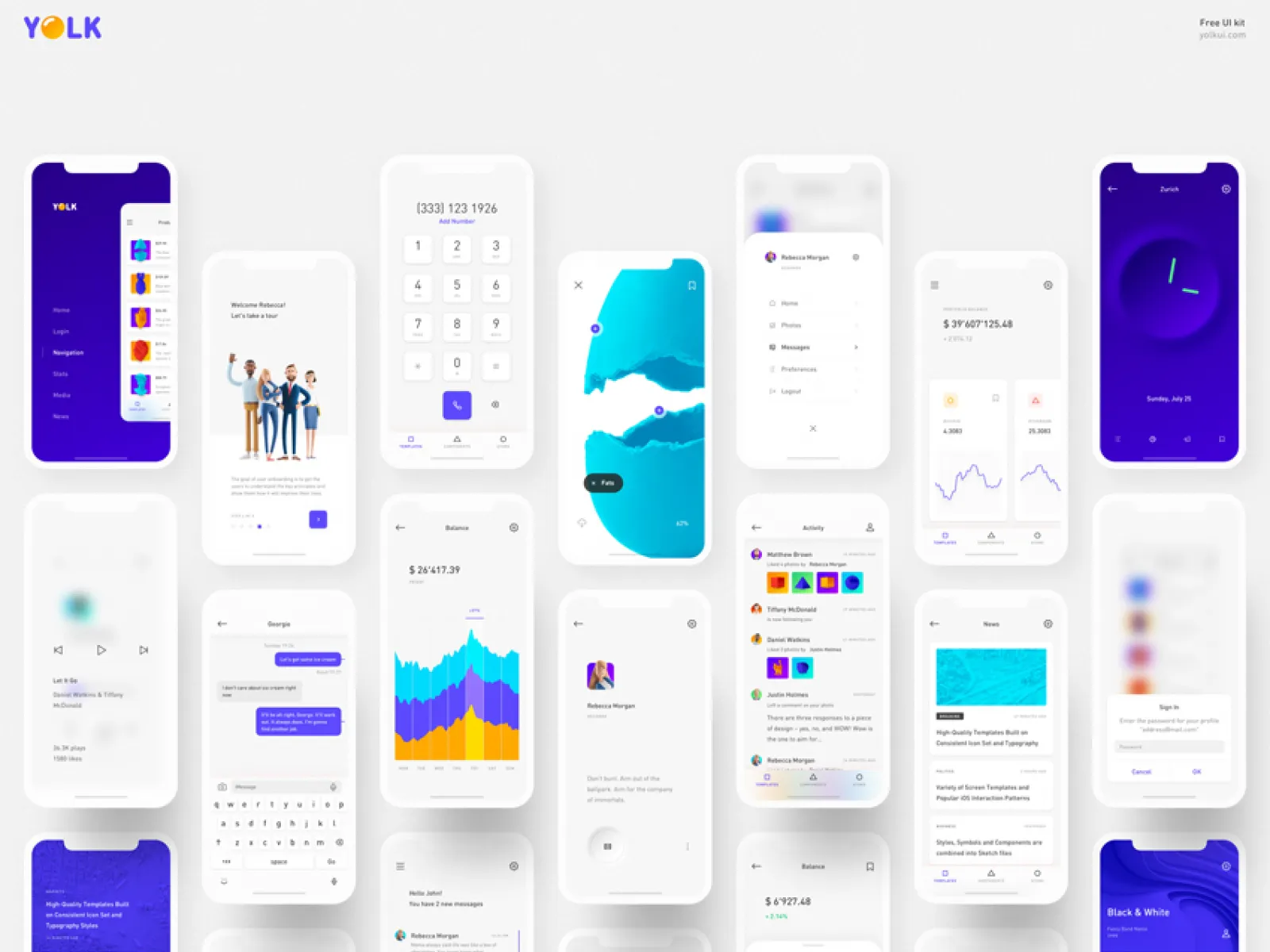Yolk  Universal iOS UI Kit  - Free Figma Template