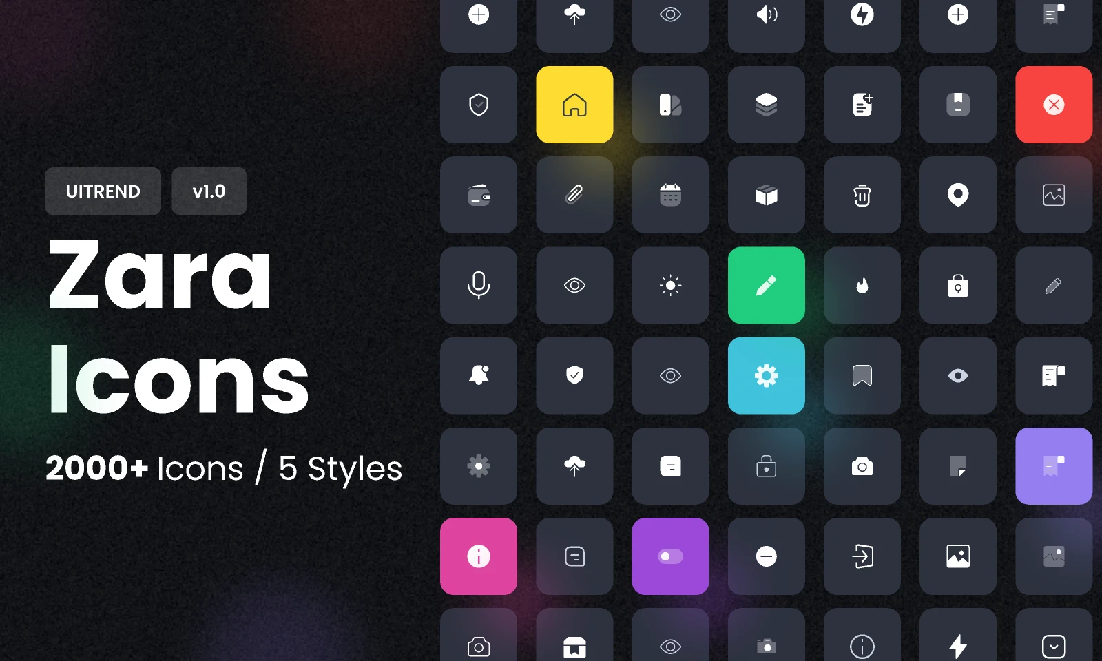 Zara Icons Pack 2000+ Icons & 5+ Styles for Figma and Adobe XD